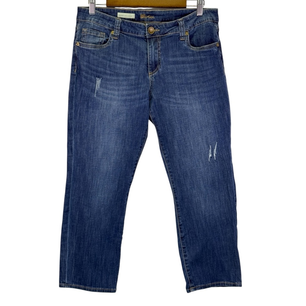Kut From The Kloth Maggie Skinny Boyfriend Mid Rise Distressed Jeans Size 10